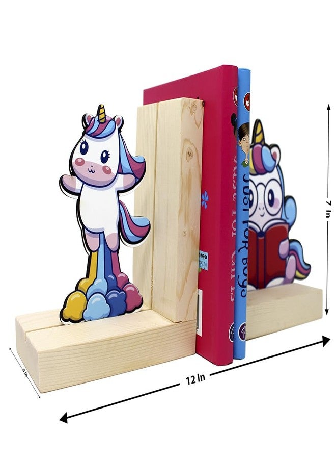 The Rosette Imprint Wooden Bookend for Kids Girls & Boys | Adjustable Book Stopper & Book Holder Stand | Bookends for Study Table, Shelf & Home Decor | Safe & Durable | Unicorn Design - Image 5